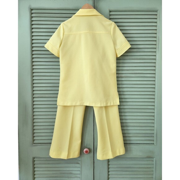 1970s Vintage Leisure Suit: Yellow Polyester Pantsuit, Womens Medium - Picture 8 of 10